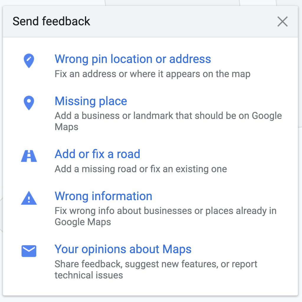 feedback on Google Maps